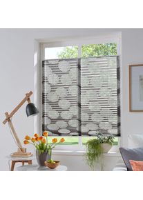 my home, my home Plissee &raquo;BELUM&laquo; Lichtschutz ohne Bohren verspannt im Fixmass, Ausbrenner, Kreise, Blumen, Klemmtr&auml;ger, grau, Obermaterial: 70% 