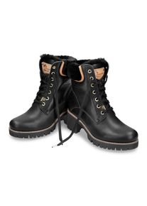 Panama Jack, Unisex, Winterstiefelette mit kuscheligem Lammfell Futter, schwarz, 39, Winterstiefelette mit Logo-Aufn&auml;her
