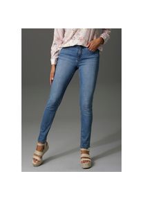 Aniston Casual, Unisex, Aniston CASUAL Slim-fit-Jeans regular Waist, blau, 42, N-Gr, Unisexjeans aus elastischer Baumwoll-Qualit&auml;t