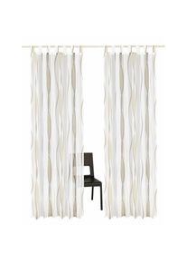 my home, my home Gardine &raquo;DIMONA&laquo; Schlaufen 2 Stk. tlg. 2-er Set, Voile, Polyester, Wellen, wei&szlig;, taupe, Voile, Polyester