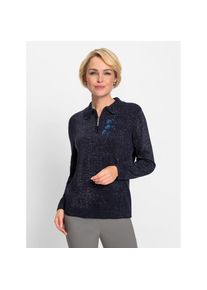 CLASSIC, Unisex, Polokragenpullover &raquo;Pullover&laquo;, marine, meliert, 46, mit Glanzgarn