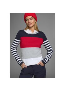 Kangaroos, Unisex, Kangaroos Rundhalspullover in modischer Streifenoptik, marine, rot, hellgrau, 48/50, Bunter Feinstrickpullover von Kangaroos