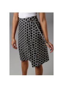 Aniston Selected, Unisex, Aniston SELECTED Wickelrock mit modischer Schnalle, marine, grau, 34, Unisexrock aus trageangenehmer Sandy-Qualit&auml;t