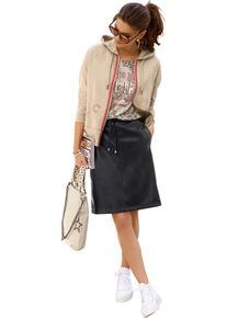 Damen Sweatjacke mit R&uuml;cken-Print sand-koralle