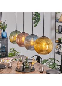 hofstein Koyoto H&auml;ngeleuchte Glas 30 cm Blau, Gold, Gr&uuml;n, Kupferfarben, 4-flammig