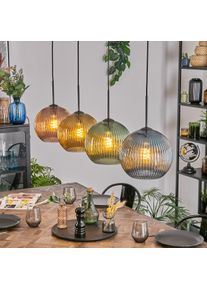 hofstein Koyoto H&auml;ngeleuchte Glas 25 cm Blau, Gold, Gr&uuml;n, Kupferfarben, 4-flammig