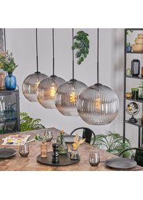 hofstein Koyoto H&auml;ngeleuchte Glas 30 cm Klar, Rauchfarben, 4-flammig