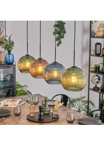 hofstein Koyoto H&auml;ngeleuchte Glas 25 cm Blau, Gr&uuml;n, Kupferfarben, 4-flammig