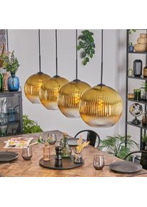 hofstein Koyoto H&auml;ngeleuchte Glas 30 cm Gold, Klar, 4-flammig