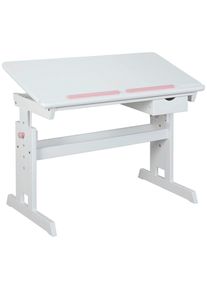 Mid.you Jugendschreibtisch , Blau, Rosa, Weiss , Holzwerkstoff , Kiefer,Kiefer , massiv,massiv , 1 Schubladen , rechteckig , C-Form , 55x63-96x109 cm , B&uuml;rom&ouml;bel, Schreibtische, Kinder- & Jugendschreibtische