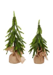 Creativ green, Creativ green Winterliche Kunstpflanze &raquo;Tannenb&auml;umchen&laquo; im Set aus 2 Gr&ouml;ssen, gr&uuml;n, Kunststoff, B/H/L: 45 cm