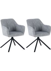 Goodproduct, GOODproduct Esszimmerstuhl &raquo;Turin&laquo; (Set) 2 Stk.moderner Stuhl, 360 Grad drehbar, mit hochwertigem Strukturstoff, hellgrau, schwarz, 