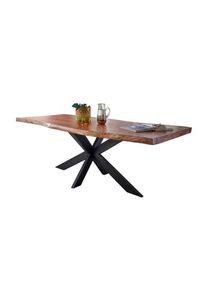 Livetastic Esstisch , Akaziefarben , Holz , Akazie , massiv , rechteckig , X-Form , 100x76x200 cm , Esszimmer, Esszimmerserien