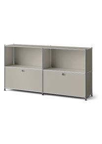 Tchibo - Metall-Sideboard &raquo;Cn3 Slim Line&laquo; mit 2 versetzbaren Klappenf&auml;chern - 152x30,5x82,5cm - hellgrau - Stahl / Aluminium / Kunststoff