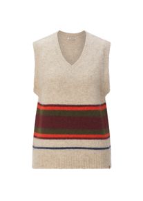 Moismont Damen-Pullunder gestreift Creme-Weinrot L