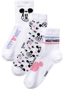 Lot de 3 paires de chaussettes courtes Mickey Mouse en blanc, Taille 35-38, bonprix