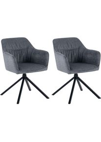 Goodproduct, GOODproduct Esszimmerstuhl &raquo;Turin&laquo; (Set) 2 Stk.moderner Stuhl, 360 Grad drehbar, mit hochwertigem Strukturstoff, dunkelgrau, schwarz, 
