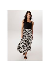 Aniston Selected, Unisex, Aniston SELECTED Sommerkleid unifarbenes Shirtteil und gebl&uuml;mten Rockteil - NEUE KOLLEKTION, schwarz, wei&szlig;, 44, N-Gr, Kleid 