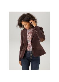 Aniston Casual, Unisex, Aniston CASUAL Jackenblazer mit Stoff-Einfassungen und &Auml;rmelpatches, dunkelbraun, 40, Aus weichem Cord mit Elasthananteil f&uuml;r 