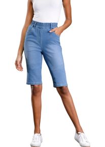 Damen Jeansbermudas mit hohem Rundum-Dehnbund blue-bleached