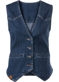 Damen Jeansweste mit spitz zulaufendem Saum blue-stone-washed