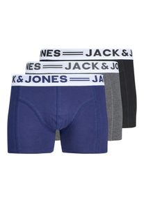Jack & Jones JACK & JONES, Hommes Boxers 'Sense', bleu fonc&eacute; / gris fonc&eacute; / noir / blanc cass&eacute;