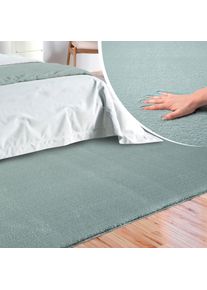 MERINOS, MERINOS Teppich &raquo;Loft 37, Kunstfellteppich&laquo; rechteckig 16 mm H&ouml;he weich und kuschelig, Fell Haptik, Anti-Rutsch-Unterseite, blau, Polyester, 