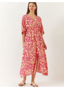 Bianco Lucci Kleid Damen, gelb / pink, Gr&ouml;&szlig;e L