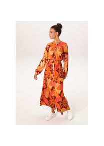 Aniston Casual, Unisex, Aniston CASUAL Maxikleid mit farbenfrohen, grafischen Bl&auml;ttern bedruckt - NEUE KOLLEKTION, orange, bordeaux, pink, schilf, 