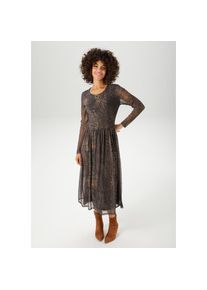 Aniston Casual, Unisex, Aniston CASUAL Midikleid mit fantasievollem Animal-Print, anthrazit, dunkelgr&uuml;n, hellbeige, braun, taupe, zimt, 40, N-Gr, 