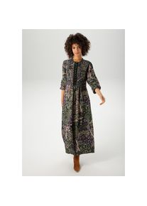 Aniston Casual, Unisex, Aniston CASUAL Maxikleid mit fantasievollem Blumendruck- jedes Teil ein Unikat, dunkelgr&uuml;n, lila, vanille, gelb, hellgr&uuml;n, 