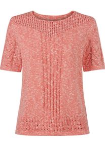 Damen Ajourpullover in leichter Qualit&auml;t grapefruit-ecru-meliert