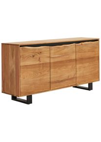 Livetastic Sideboard , Schwarz, Akaziefarben , Holz , Akazie,Akazie,Akazie , vollmassiv,vollmassiv,vollmassiv , Holz , 2 F&auml;cher , 160x80x40 cm , stehend , Kleinm&ouml;bel, Kommoden, Sideboards