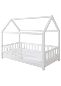 Mid.you Hausbett , Weiss , Holz , Kiefer,Kiefer , Schichtholz,massiv , 80x160 cm , In verschiedenen Gr&ouml;ssen erh&auml;ltlich, in verschiedenen Farben erh&auml;ltlich, bodentiefer Einstieg , Baby- und Kinderm&ouml;bel, Kinder- & Jugendzimmer, Kinderbetten, Hausbetten