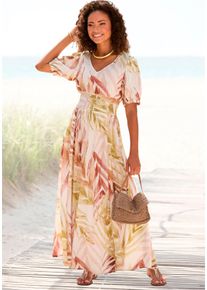 Lascana Witt Damen Maxikleid, sand-orange bedruckt, Gr&ouml;&szlig;e 34, 100% Viskose