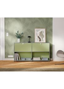 Tchibo - Metall-Sideboard &raquo;Cn3&laquo; mit 2 versetzbaren Klappenf&auml;chern - 152x40x82,5cm - chrom - Stahl / Aluminium / Kunststoff