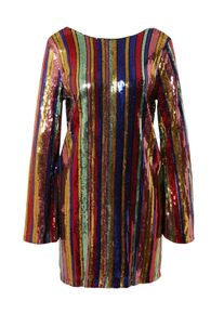 Oasis, Femmes Robe, bleu marine / or / vert clair / rouge