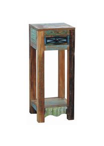 Landscape Beistelltisch , Mehrfarbig , Holz , Altholz , 1 Schubladen , quadratisch , eckig , 30x75x30 cm , ISO 9001 , Wohnzimmer, Wohnzimmertische, Beistelltische, Beistelltische Holz