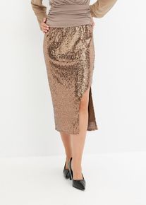 Jupe &agrave; sequins en marron, Taille 36/38 (S), Couleur/Motif: nougat, bonprix