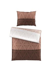Esposa Bettw&auml;scheset , Taupe , Textil , Streifen , 160x210 cm , Textiles Vertrauen - Oeko-Tex&reg; , 100% feinster Baumwollsatin mit Seiden-Finish, weiche und anschmiegsame Oberfl&auml;che , Heimtextilien, Bettw&auml;sche, Bettw&auml;sche, Satin Bettw&auml;sche