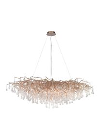 Paul Neuhaus Kronleuchter , Messingfarben , Metall, Glas , Uni , l&auml;nglich , 75x250x150 cm , Lampen & Leuchten, Innenbeleuchtung, H&auml;ngelampen