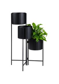 Ambia Home Blumentopf , Schwarz , Metall , Uni , 37x65x37 cm , Abstufung auf der Innenseite , Dekoration, Blumen & Blument&ouml;pfe, &Uuml;bert&ouml;pfe