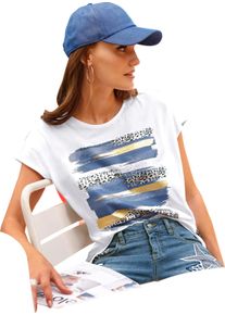 Damen Shirt mit Leo-Print weiss