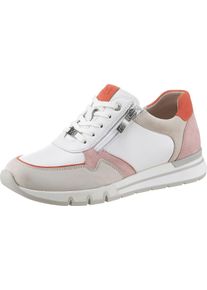 Caprice Damen Sneaker im Mix aus Glatt- und Veloursleder weiss-orange