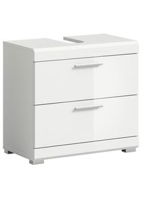 Mid.you Waschbeckenunterschrank , Weiss Hochglanz , Kunststoff , 2 Schubladen , 60x56x34 cm , FSC MIX , stehend , Badezimmer, Badezimmerschr&auml;nke, Waschbeckenunterschr&auml;nke