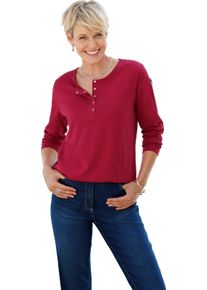 Damen Langarmshirt mit Druckkn&ouml;pfen kirsche