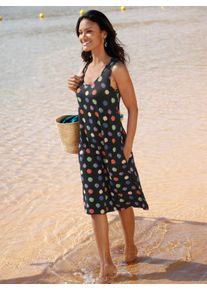 feel good Witt Damen Sommerkleid in A-Form, gepunktet, schwarz-bunt-bedruckt, Gr&ouml;&szlig;e 48/50, 95% Viskose, 5% Elasthan