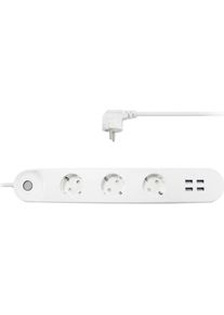 Hyrican, Smarte Dreifach-Steckdosenleiste &raquo;Smart WIFI Steckdosenleiste&laquo;, wei&szlig;, 3 AC- Anschl&uuml;sse (max. 10A, 2300W), 4 USB-Anschl&uuml;sse (5V, max. 2,4A GHz