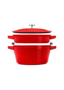 Staub, Staub Br&auml;ter &raquo;Cocotte 3-teilig, 24 cm, 6,1 l&laquo; Set, kirschrot, 6,1 l + &Oslash; 24 cm + H&ouml;he 21,6 cm