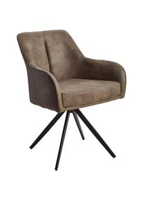 Livetastic Armlehnstuhl , Braun, Hellbraun , Holz, Metall, Textil , Pappel , Sperrholz , Drehkreuz , 62x83x62 cm , Sitzfl&auml;che 360&deg; drehbar , Esszimmer, St&uuml;hle, Polsterst&uuml;hle